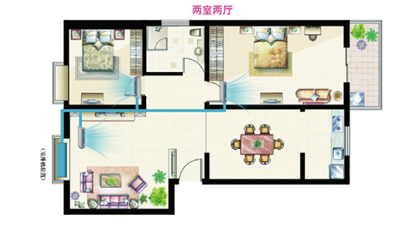 格力小户型家用中央空调平面图